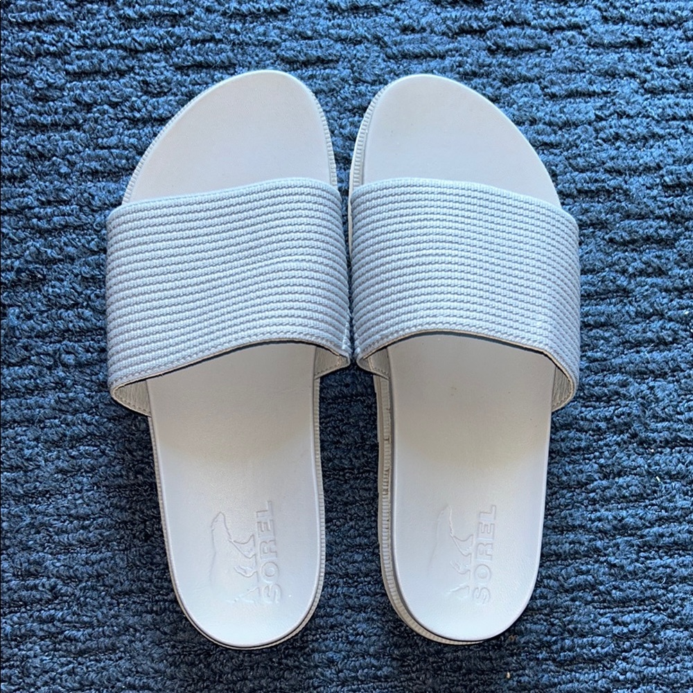 SOREL "ROAMING" EASY SLIDE SANDALS SIZE 8.5 GRAY